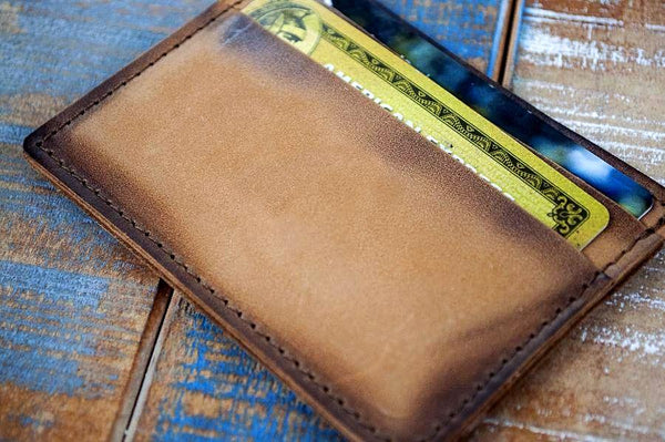 5-Slot Super Slim Front Pocket Card Sleeve Wallet - The Scratch (Burnt The  Speakeasy Leather Co