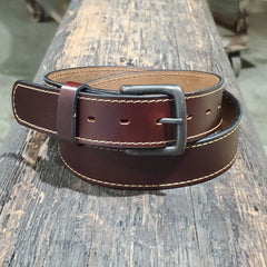 mens leather dress belts made in usa Main Street Forge The Executive Leather 1 1/4 Inch Dress Belt Midnight Black / Pant Size 50 (Belt Size 52)
