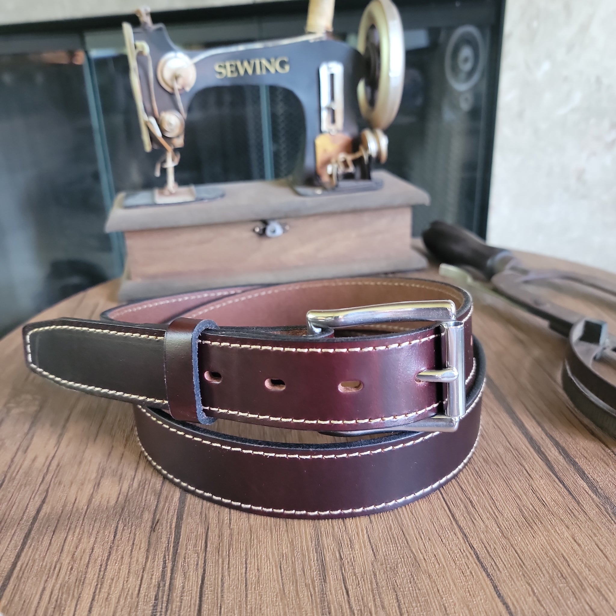 1.25 The Skinny Grizzly Leather Dress Belt, Made in USA