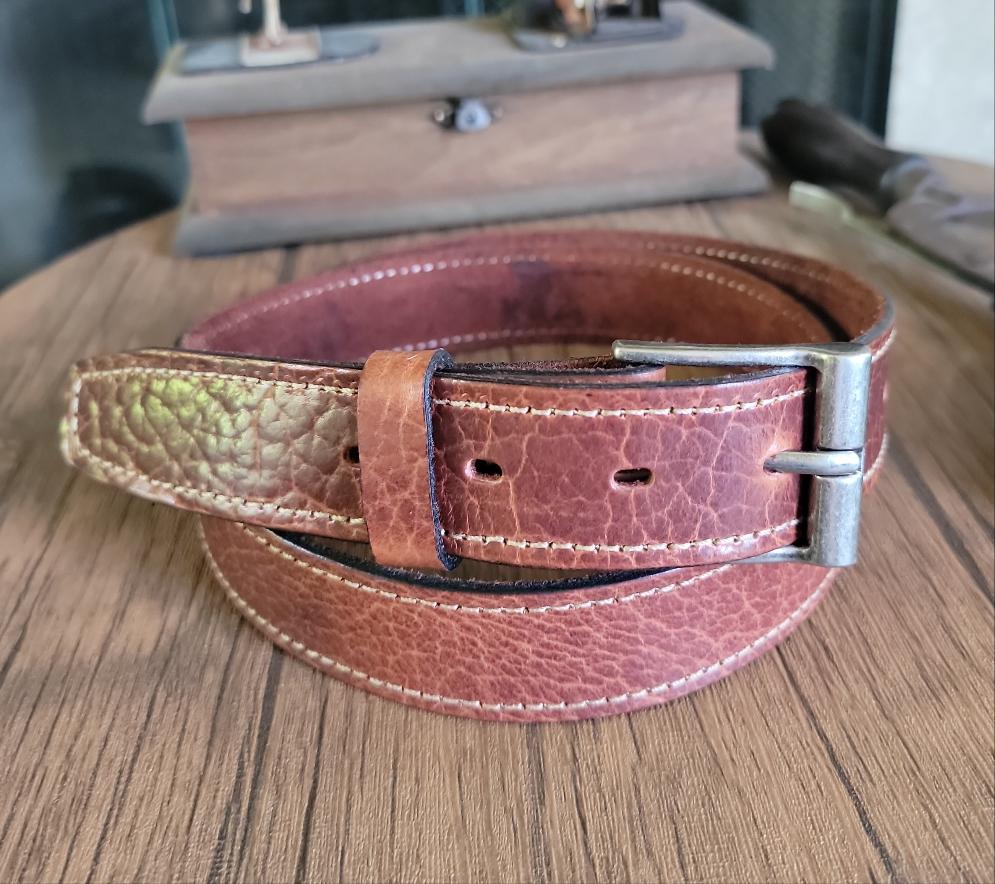 The Frontier Shrunken Bison Belt | Made in USA | Full Grain Leather | Men's Dress Belt 34 The Frontier Shrunken Bison Belt | Made in USA | Full Grain Leather | Men's Dress Belt 34