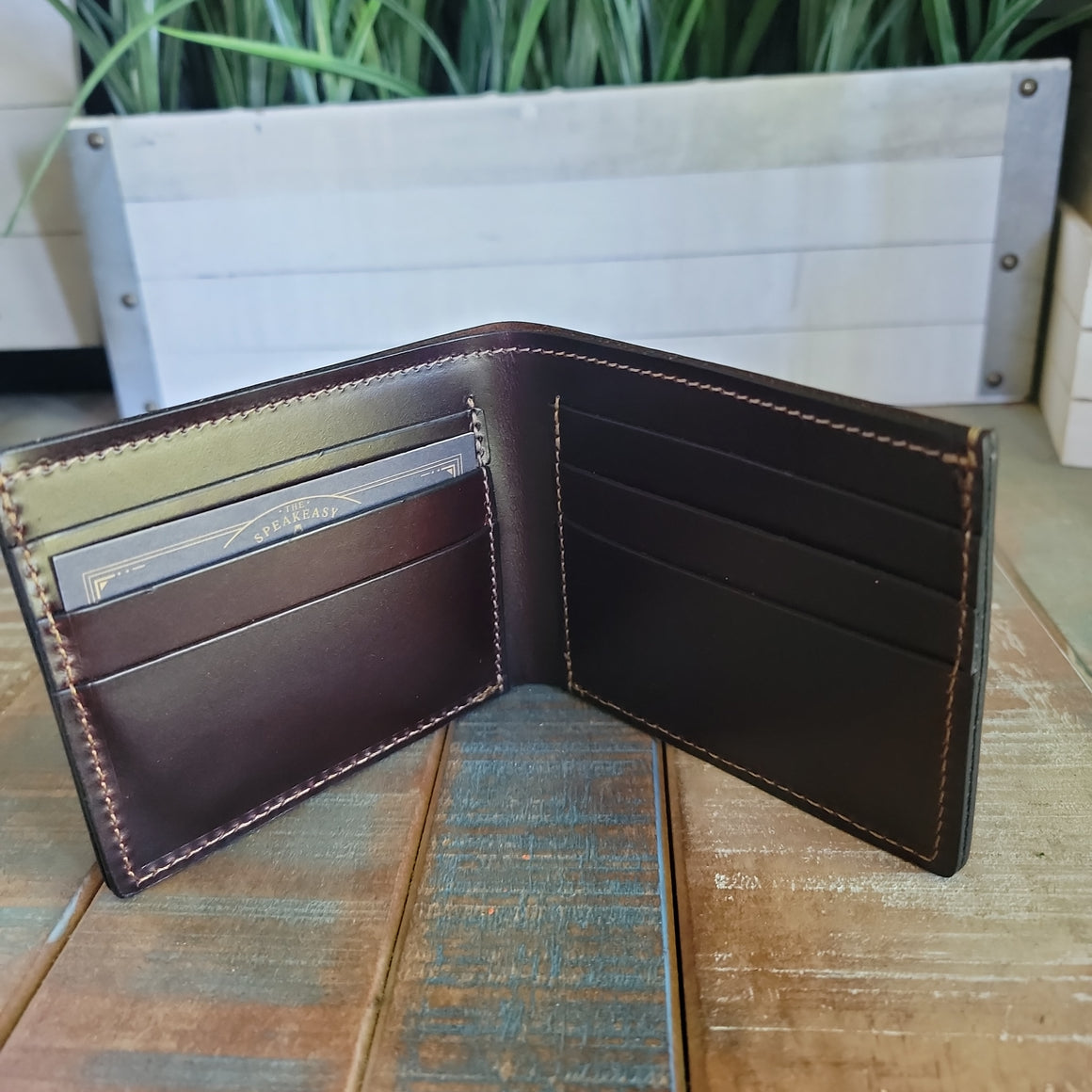 7-Slot Bifold Wallet - The Classic (Brindle Pull-up Leather) - The Speakeasy Leather Co