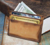 5-Slot Super Slim Front Pocket Card Sleeve Wallet - The Scratch (Burnt Timber Leather) - The Speakeasy Leather Co