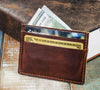 5-Slot Super Slim Front Pocket Card Sleeve Wallet (Tobacco Snakebite Leather) - The Speakeasy Leather Co