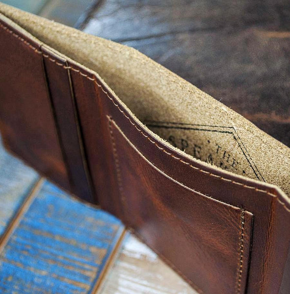 6-Slot Trifold Wallet - The Stanza (Tobacco Snakebite Leather